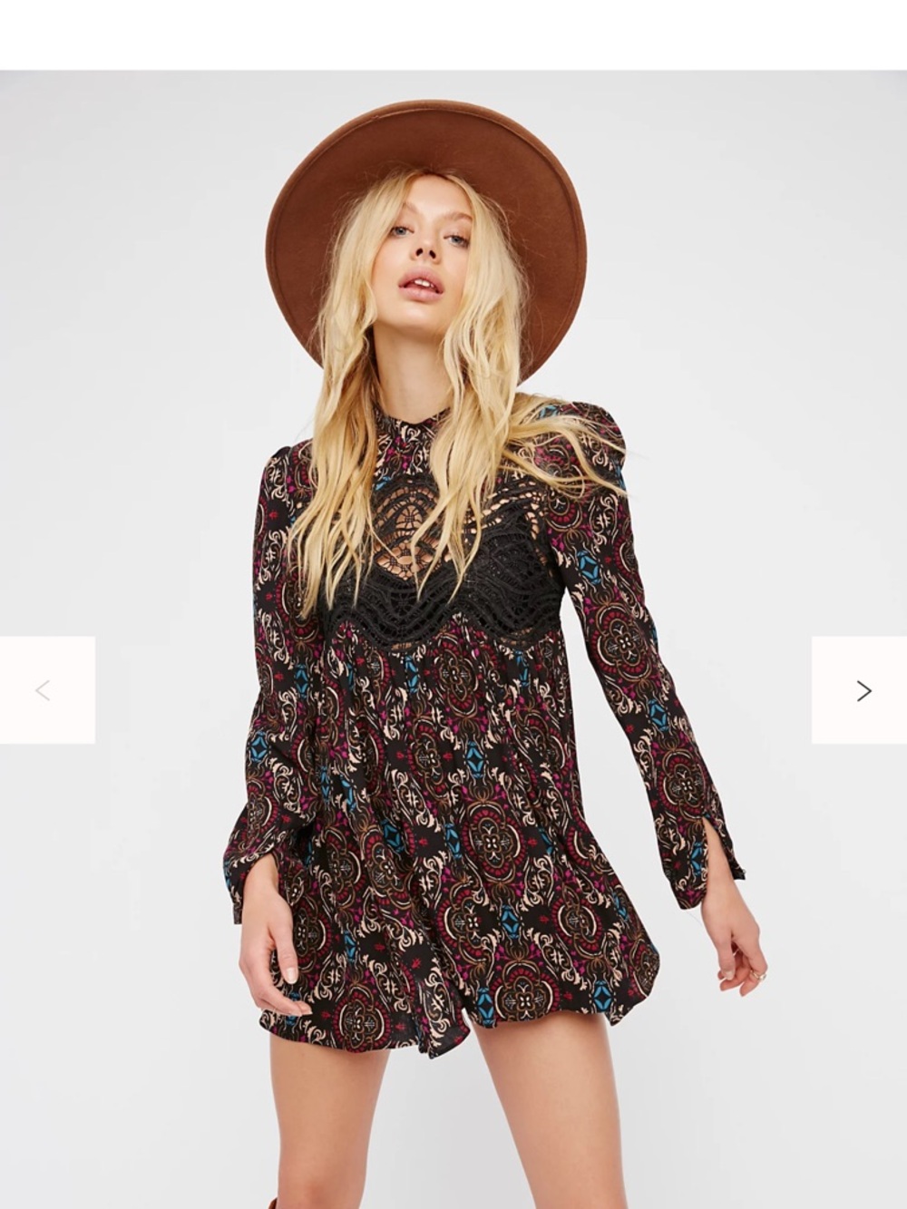 Free People “Sweet Thang” Tunic Dress Boho Crochet Open Back M NWT